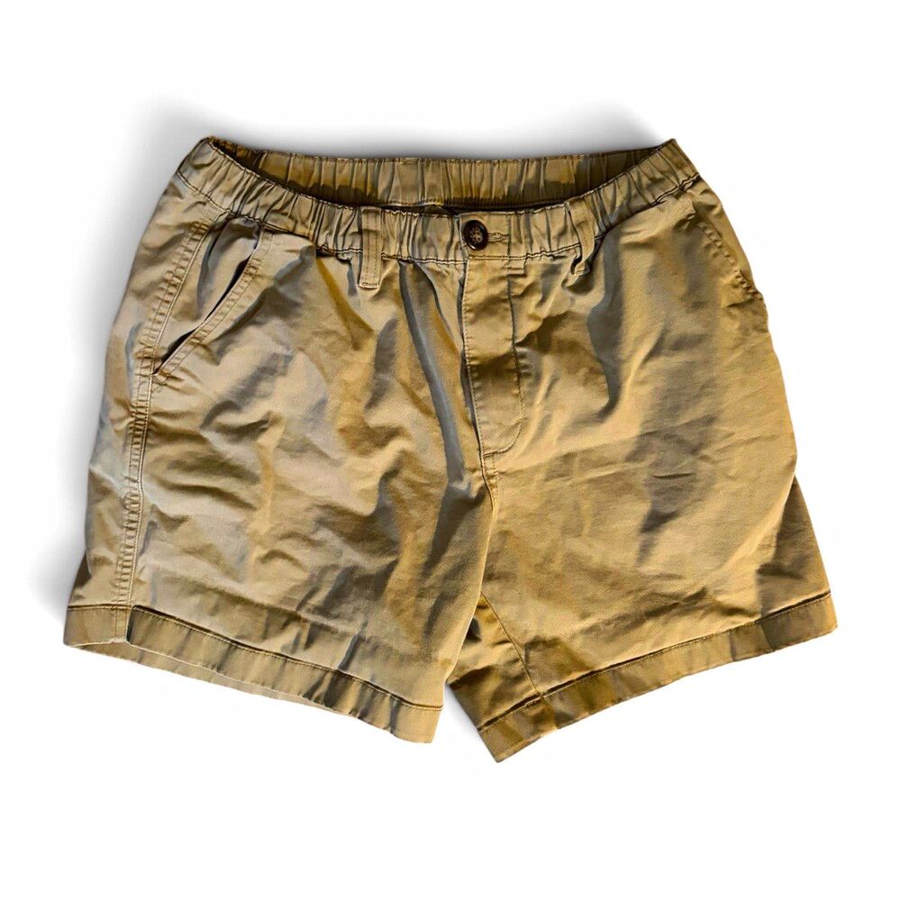Chubbies Beige Solid Flat Front Shorts Elastic Waist Pockets Men’s M